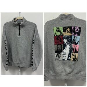 Taylor Swift Eras Tour Official Merch Gray Quarter Zip Pullover Unisex L Large